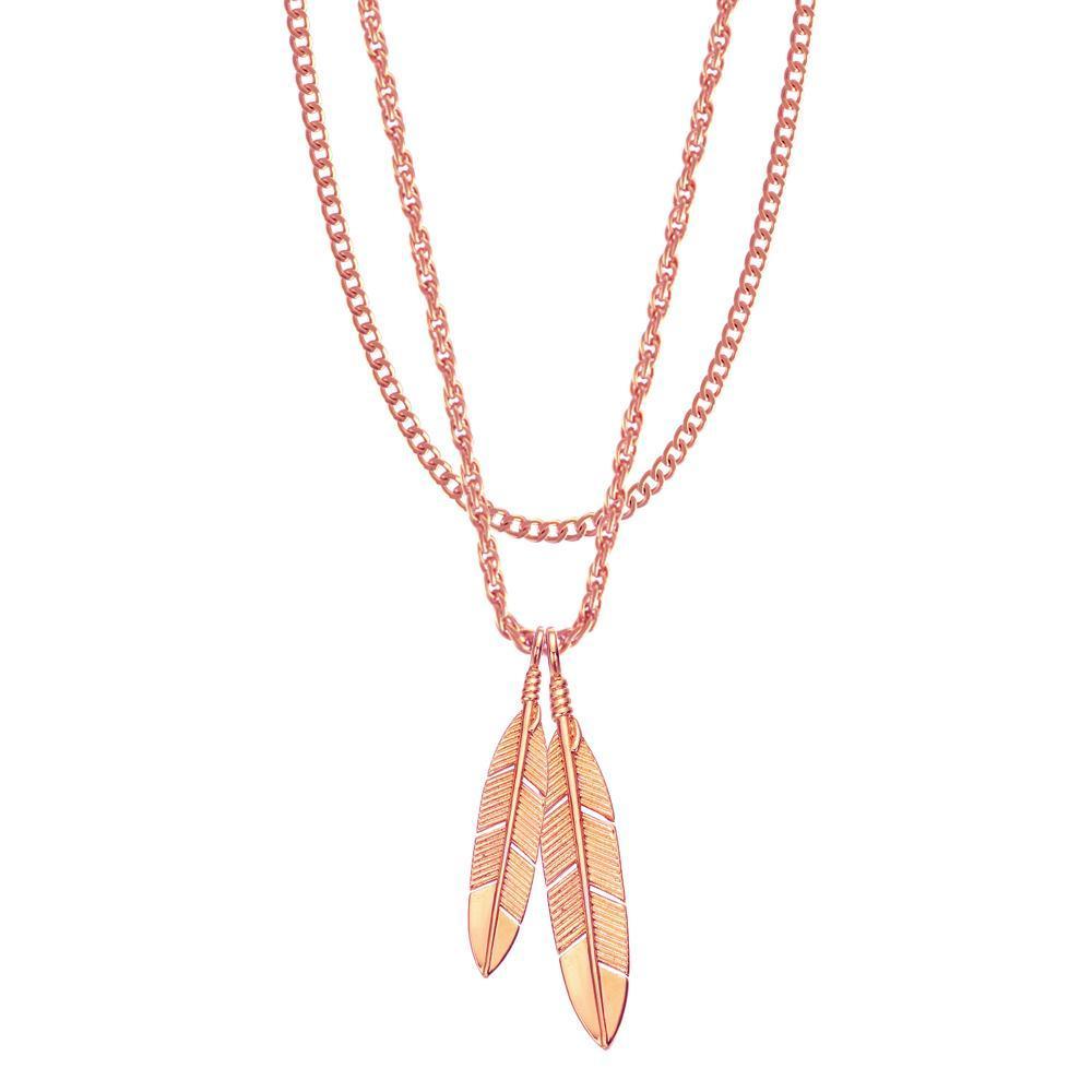 1pc Special Metallic Feather Shaped Pendant Wax Rope Necklace For Men